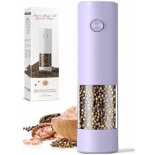 1 Pack Salt & Pepper Grinder – Purple Auto Battery Mill, Adjustable Coarseness, Kitchen Accessory Gift for Mom – Compatible with Standard Refills