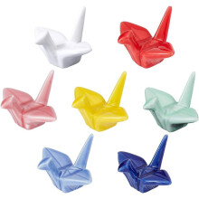 Ensemble de repose-baguettes en forme de grue origami – Céramique, 7 couleurs