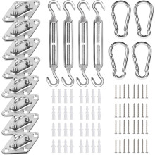 Kit de fixation pour voile d'ombrage, 80 pièces en acier inoxydable