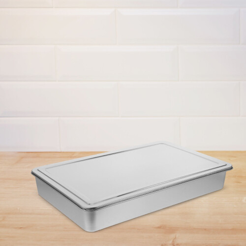 Plat à four rectangulaire en acier inoxydable avec couvercle 2