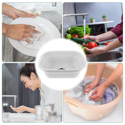 Large Beige Plastic Wash Basin Multi Functional Thickened Stable Design 2