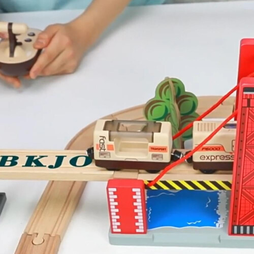 Electric Remote-Control Train Toy for Wooden Tracks with 2