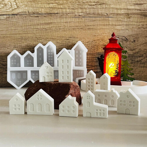 10er-Pack Mini-Haus-Silikonformen zum Gießen 2