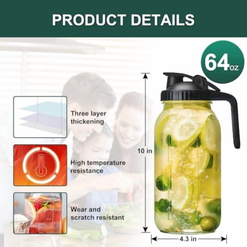 2er-Pack Glas-Einmachglas-Krug, 1,9 Liter, Weithalsverschluss, luftdicht 1