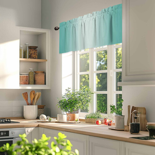 Ombre Valance 54x18 ιντσών, φιλτράρισμα πράσινου φωτός σε γαλαζοπράσινο χρώμα 2