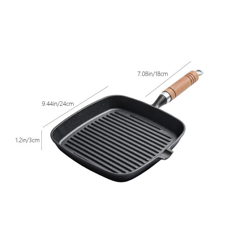 Iron Steak Grillpande 24 cm Non-Stick Støbejern 2