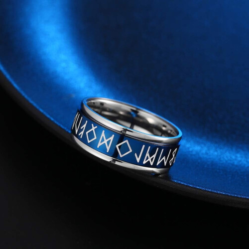 Δαχτυλίδι Viking Spinner με Φωτεινούς Ρούνους, από Ανοξείδωτο Ατσάλι 2