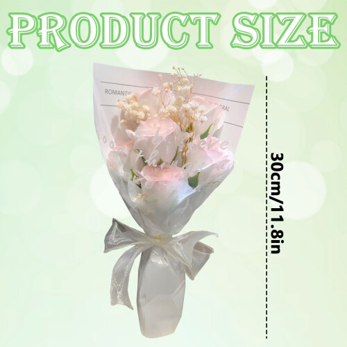 Buquê de rosas artificiais preservadas com gipsófila (1 peça) 2