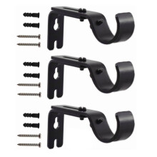 Adjustable Iron Curtain Rod Brackets (3pcs) Black