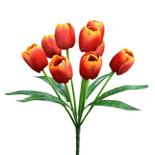 Tulipes artificielles orange en soie (9 têtes), 40 cm, idéales pour le printemps, la fête des mères, Pâques et la Saint-Valentin – Parfaites