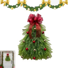 Couronne de Noël inversée faite à la main avec lumières LED pour porte d'entrée, décoration lumineuse unique pour fenêtre, mur, intérieur et