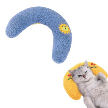 Coussin pour animaux de compagnie en forme de U pour chats et chiens – Soutien cervical, doux et confortable, bleu – Convient aux chats et aux