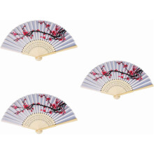 Lot de 3 éventails pliables de style chinois, délicats motifs de fleurs de cerisier, parfaits comme cadeaux pour les mariages et les fêtes.