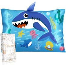 Taies d'oreiller en soie pour tout-petits 33 x 46 cm – Douces et respirantes, motif dessin animé, fermeture éclair invisible, compatibles avec