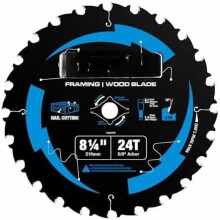 8-1/4 Inch 24 Framing Circular, 5/8 Inch Arbor, Carbide Tipped, Thin Kerf, Black Ice(TM) Coating, for Plywood, MDF, OSB, Laminated(C0824FR)