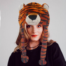 Adorable chapeau tigre marron, confortable et élastique, accessoire animalier pour la décoration