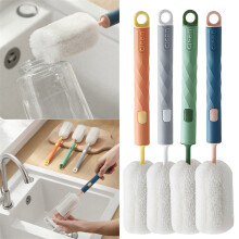 Soft Sponge Bottle Cleaning Brush – Long Handle, BPA-Free, Non-Scratch, Deep-Reach for Cups & Straws, Blue