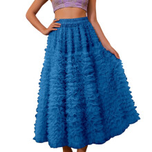 Tüll-Maxirock für Damen, hochtaillierter, fließender, eleganter, langer Tutu-Partyrock