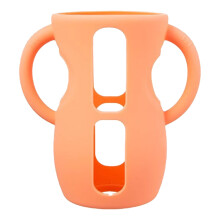 Orange 240ml Silicone Bottle Sleeve with Handles for Avent Natural Glass & AntiColic 8 Oz Bottles