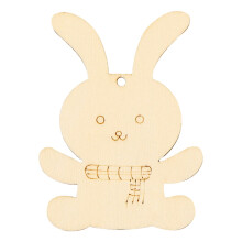Grote houten paashaasjes, 8,5 cm (3,34 inch) onbewerkte houten schijven, blanco ongeverfde konijnenschijven voor knutselwerk en decoratie (1 stuk)