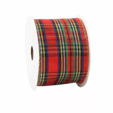 Röd Svart Blå Grön Rutig Band: Presentinslagning Blomsterarrangemang Krans Rosett Tillverkning Tyg Hantverk Trådband (6,3 cm * 10 Yards / 1 rulle)