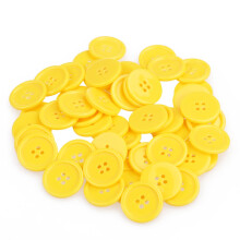 Conjunto de 50 botões de resina amarelos com 4 furos para costura, artesanato, scrapbooking e tricô, tamanho 23mm.
