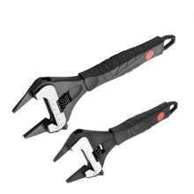 Slim Adjustable Wrench Set, 6" & 10" Wide Jaw Opening, Dual Scale With Metric and SAE Plumbing Wrenches, Deep Jaw With Soft Grip Handle