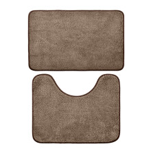 Ensemble de 2 tapis de bain, en microfibre épaisse à poils longs, forme en U, lavables en machine, absorbants, dos antidérapant en caoutchouc –