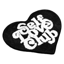Self Love Club Rug Heart Shaped - Cute Bath Mat Non,Funky Groovy Small Accent Rugs for Bedroom Bathroom,Black Heart Rug 25"x23"