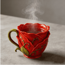 Caneca Elegant3D com Rosas – Caneca de Café Floral Lavável na Lava-louças, Presente Romântico de Dia dos Namorados para Mulheres e Amantes de