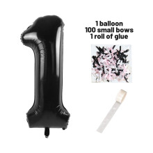 Conjunto de balões pretos de 40 polegadas com números de 0 a 9, 100 fitas, pontos de cola e mylar – Decoração para festas, casamentos e