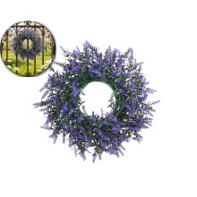33,2 cm-es levendula és eukaliptusz koszorú – műzöld bejárati ajtóra, ablakra, tornácra, falra – parasztház esküvői lakberendezés
