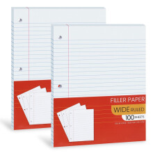 Liniertes Einlegepapier, breit liniert, 10,5 x 8 Zoll (ca. 26,7 x 20,3 cm), 3-fach gelocht, loses Blatt, Großpackung für Ordner, Notizen im