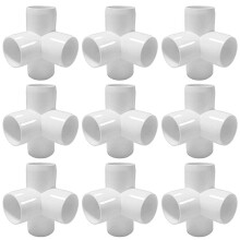 Raccord en T 4 voies 1/2 po, coude en PVC - Construction de meubles robustes - Raccords demi-pouce [Paquet de 12]