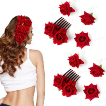 8 große Rosenhaarspangen, elegante Stoff-Blumenbroschen für Damen, Braut- und Hochzeitsaccessoires