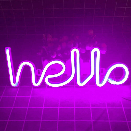 Φως Νυχτός Νέον, LED Πινακίδες Νέον Νυχτός Φως Hello Neon Lights Φώτα Νέον για Παιδικό