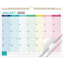 Wandkalender 2026, 12 Monate, großes Format (38 x 29 cm), Hängekalender mit dickem Papier, farbenfrohes Design, ideal für die Planung im
