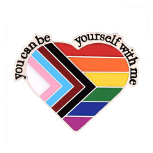 Broche en émail « Gay Badge You Can Be Yourself With Me » avec drapeau transgenre, cadeau bijou pour sac à dos, breloque