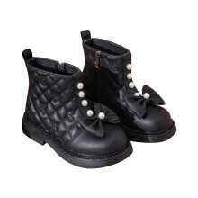 Toddler Boots,Ankle Boots for Girls Fashion Leather Stylish Warm Comfortable Kids Footwear,Kids Snow Boots,Z02 Black,9-9.5 Years