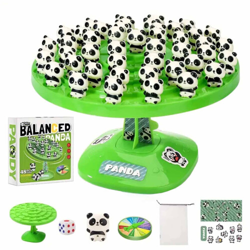 Balance Tree Game with 48 Panda Figurines, Dice & Storage