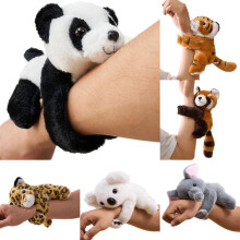 6pcs Stuffed Animal Slap Bracelets, 7.87" Fluffy Wild Plush Pets Snap Wrist Toys for Kids, Birthday Gifts & Party Favors