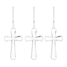 Set van 3 transparante acryl kruisvormige hangornamenten voor paasboomversiering en feestelijke gelegenheden.