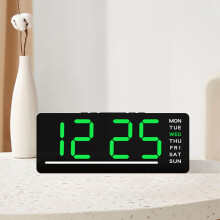 Réveil numérique avec affichage de la date et de la température, LED, luminosité réglable, double alimentation, compact 6,1" – Convient pour