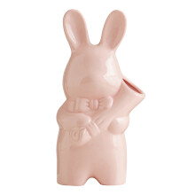 Figurine de lapin de Pâques en céramique blanche, vase de 18 cm (7 pouces), décoration printanière pour table, cheminée, étagère –