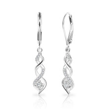 Stijlvolle, verzilverde dubbele spiraalvormige zirkonia oorknopjes voor dames, klassiek trendy design, hypoallergeen, een perfect cadeau voor elke