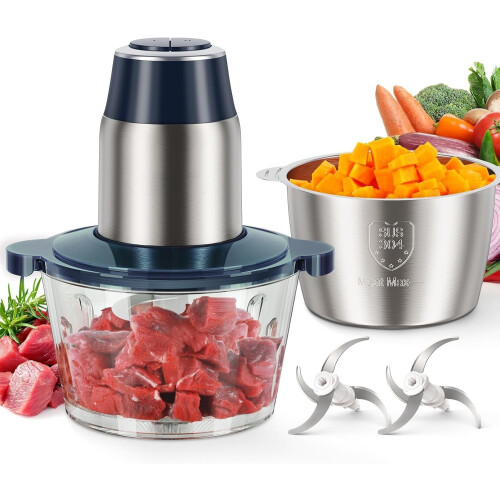Robot culinaire électrique avec 2 bols et double lame