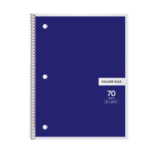 Spiraalivihkot, Aihevihkot, Yliopistolle Viivoitettu Paperi, 3 Reikää Rei'itetty, Leveä Viivoitus, 70 Arkkia, 10-1/2x8 Tuumaa, Sininen
