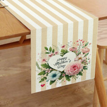 Decoración de mesa para el Día de la Madre, camino de mesa rústico estilo arpillera, bufanda de mesa con estampado floral primaveral para brunch,