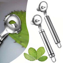 Éplucheur et équeuteur de cactus en acier inoxydable avec poignée ergonomique – Préparation sûre des nopales, idéal pour les cuisiniers