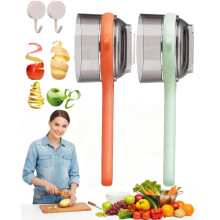 Éplucheur 2 en 1 pour fruits et légumes avec récipient, lame en acier inoxydable, poignée antidérapante — Compatible avec les robots
